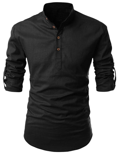 Finivo Fashion MenS Cotton Blend Solid Full Sleeve Short Kurta Shirt Black