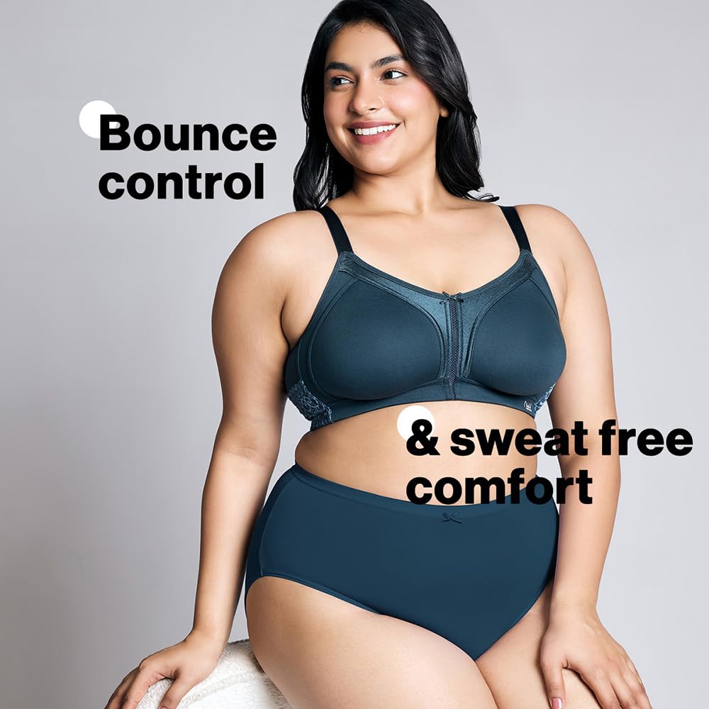 Nykd By Nykaa WomenS Full Support M-Frame Heavy Bust Everyday Cotton Bra | Non-Padded | Wireless | Full Coverage| Bra, Nyb101, D