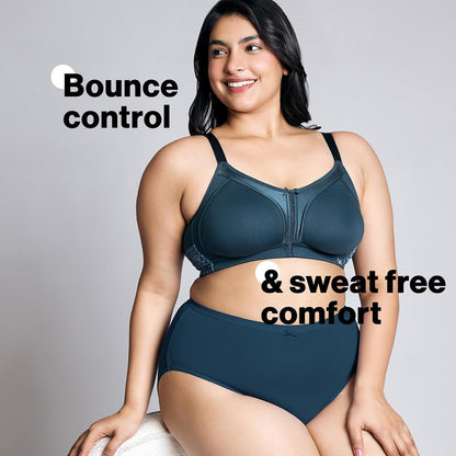 NYKD (NYB101 Cotton Non Padded & Non Wired Everyday Bra for Women | M-Frame Structure for Bounce Control with Full Coverage & Su