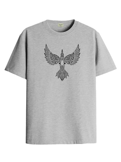 ADRO Mens Solid Regular Fit T-Shirt (RN24-BIRD-GR_Grey