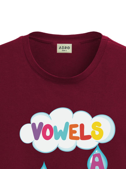 ADRO T Shirts for Boys & Girls || Vowels Learning Printed T-Shirt || Ages 3-14 || 100% Cotton Round Neck Tshirt for Boys & Girls
