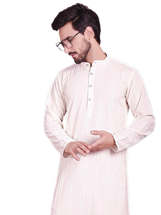 Jompers Mens Sequins Chikankari Embroidered Kurta