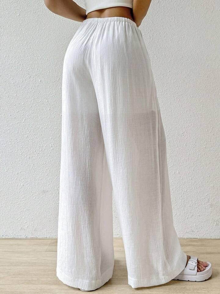 Greciilooks WomenS Loose High Rise Trouser | High-Waist Korean Pants | Formal Track Pant | Cargo Style Baggy Trendy White