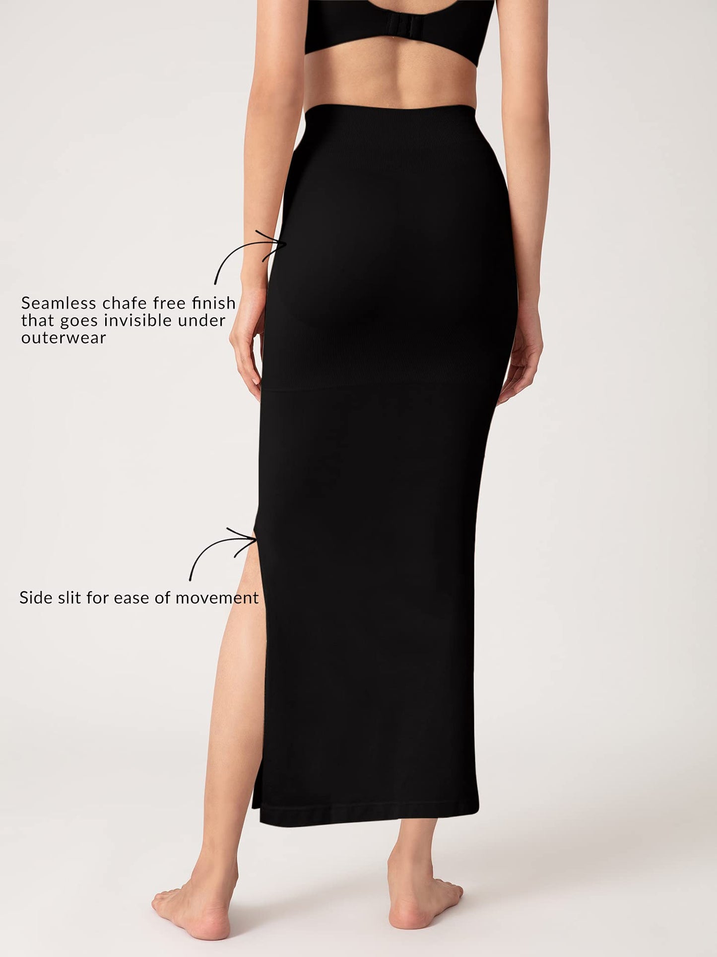 NYKD Seamless Spandex Saree Shapewear for Women Petticoat/Peticote Saree Shapewear, NYSH01, Black(Anthracite)