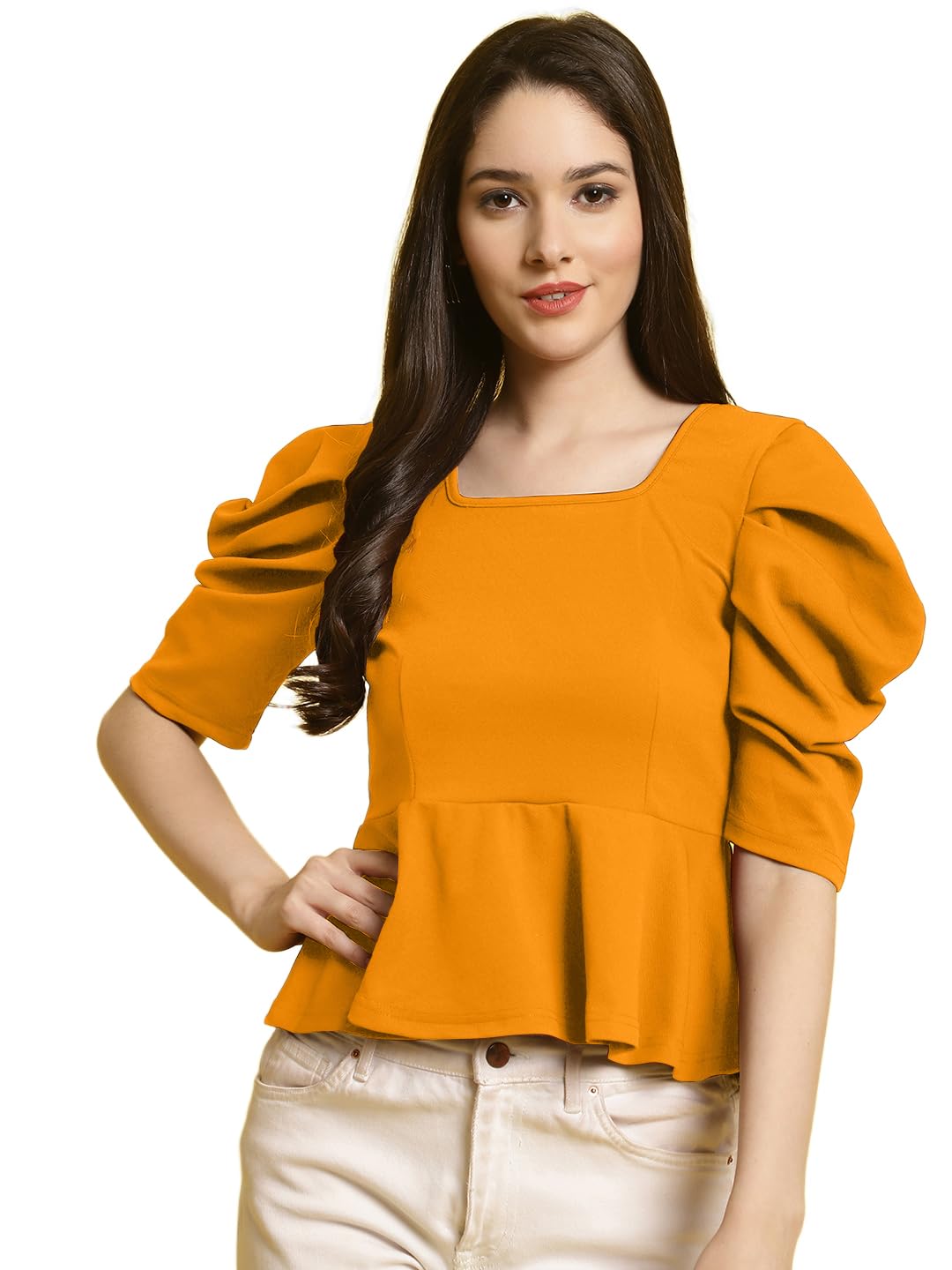 Tee Projekt Womens Casual Trendy Top with Stylish Short Puff Sleeves ll Soft & Stylish Womens Tee