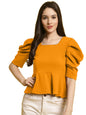 Tee Projekt Womens Casual Trendy Top with Stylish Short Puff Sleeves ll Soft & Stylish Womens Tee