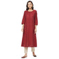 Fabindia Women Dobby Slim Fit Long Kurta Cotton_M Red
