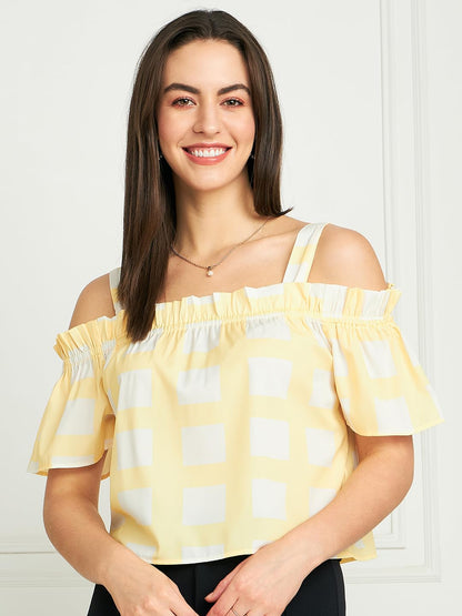 Modeve Women Yellow Bardot Top For Summer