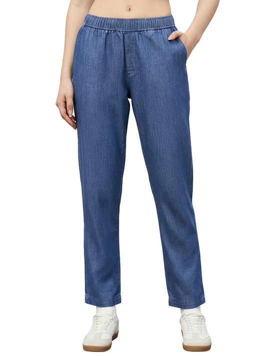 Bewakoof Womens Solid Regular Fit Denim Jeans_691838_Blue_28