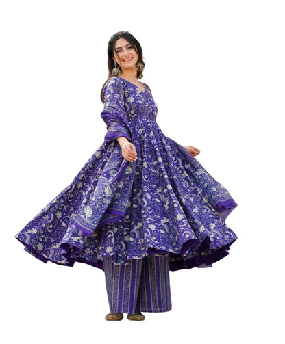 Wedani Anarkali Kurta Set for Women Blue
