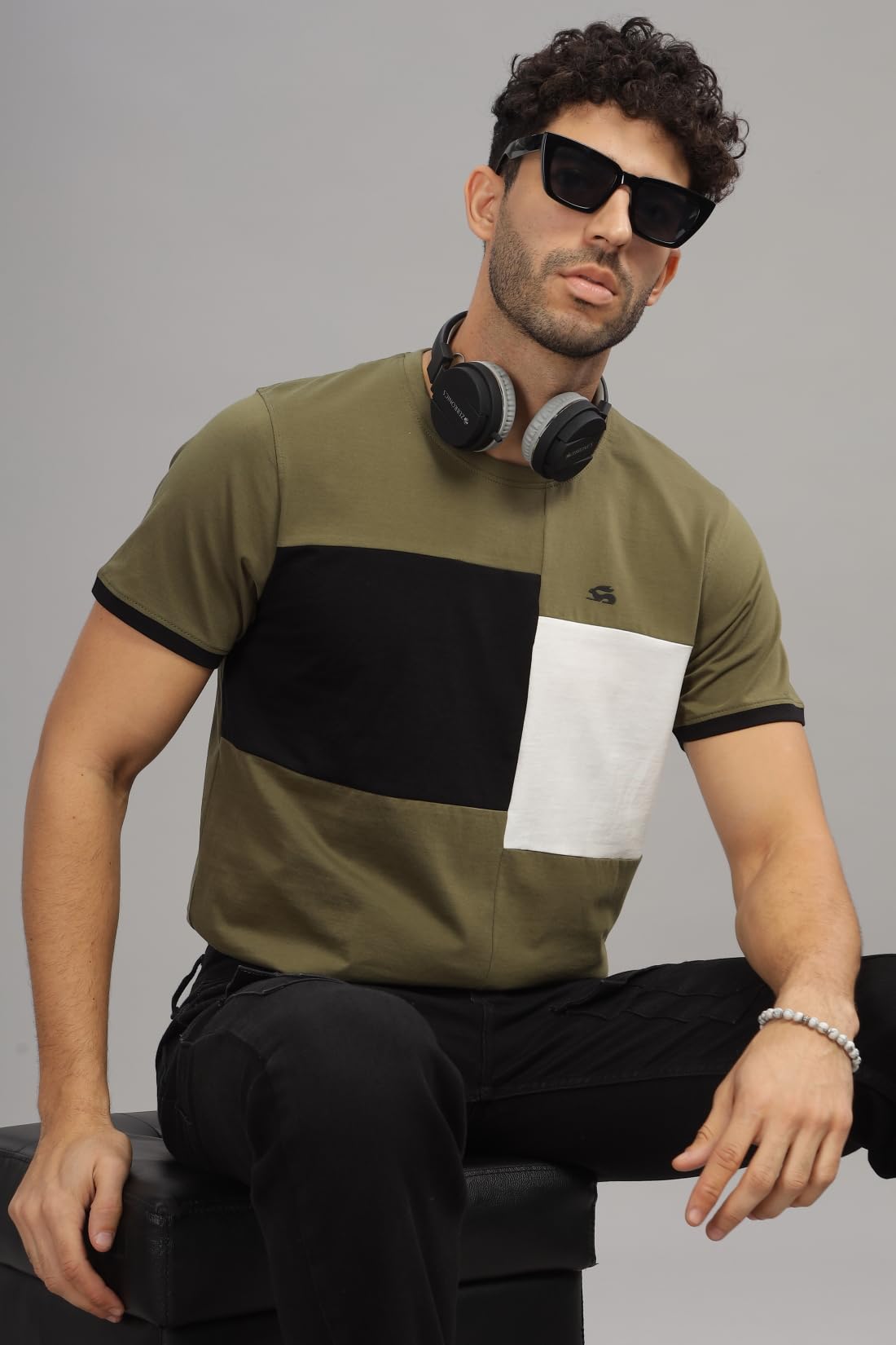 ADRO Tshirt for MenMulti Color T-Shirt for MenCotton T-ShirtMens TshirtRN8-24-OLBLWH