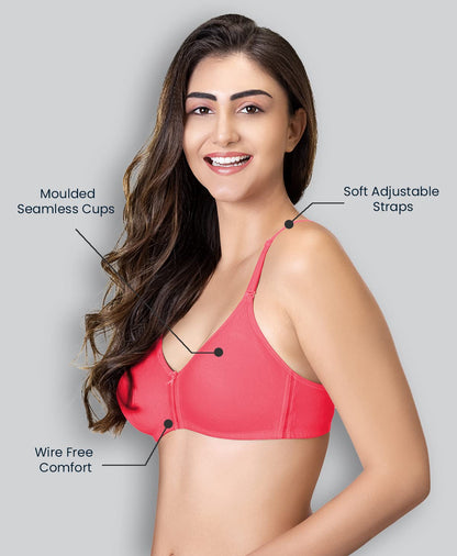 Lyra WomenS Cotton Non Padded Wire Free Seamless Bra Peachblossom