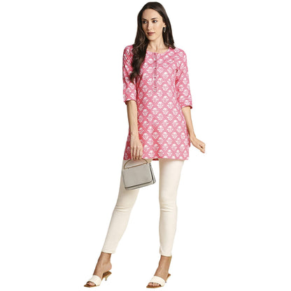 Anubhutee WomenS Rayon Printed Straight Kurti Pink