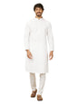 Manyavar White Cotton Embroidery|Jacquard Kurta Pyjama Set For Men