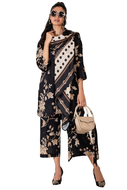 ANNI DESIGNER Women Cotton Blend Kurta With Pant & Dupatta Co-Ord Set
