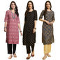Pinkmint WomenS Crepe Printed Kurta And Pant Set (Pack Of 3)