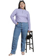 Rigo Womens Solid Slim Fit Top (WTOP355-1444PLS_Light Purple