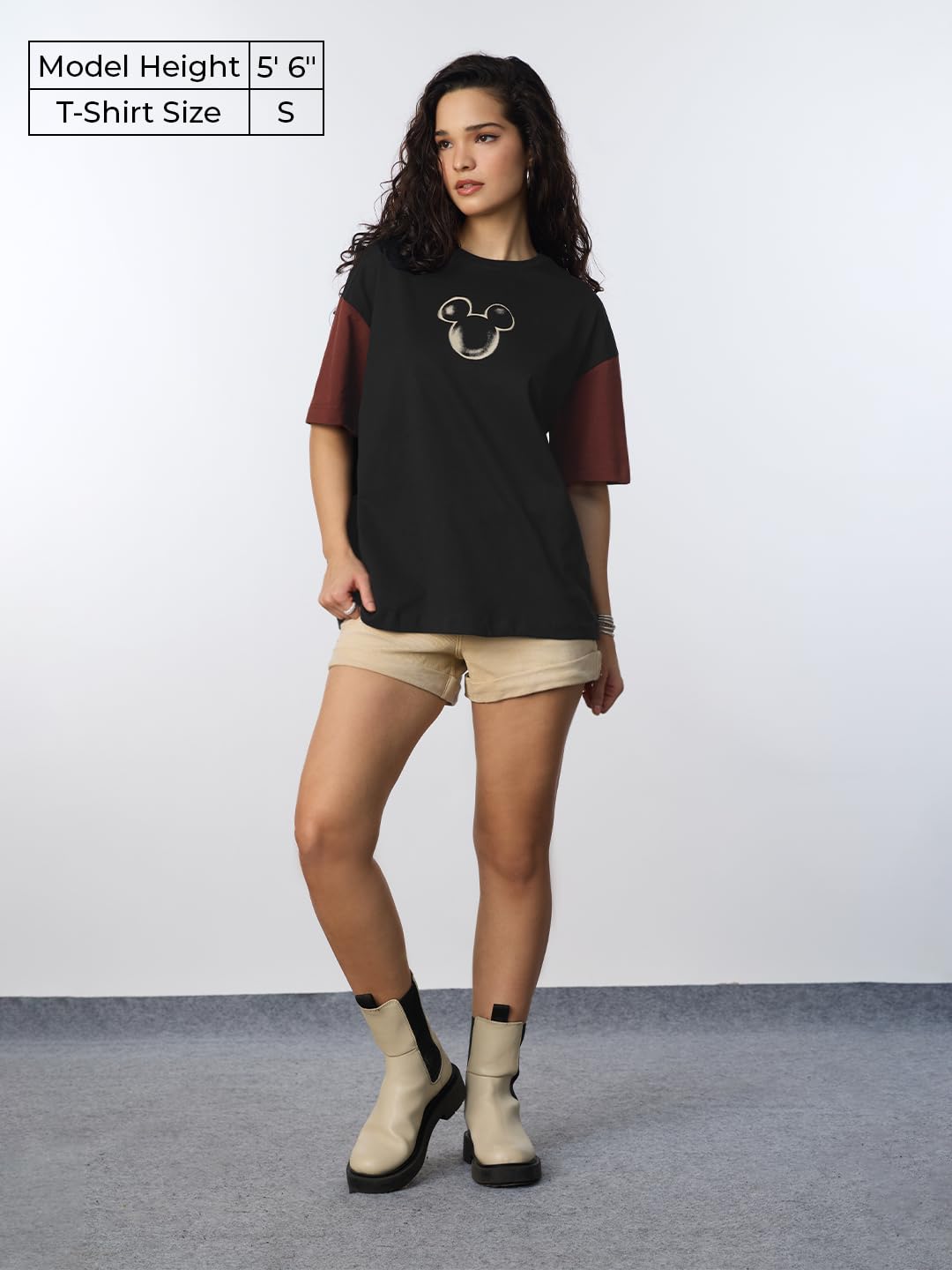 The Souled Store Mickey Mouse: Total Legend Women and Girls Short Sleeves Round Neck Graphic Printed Cotton Oversized Lightweigh