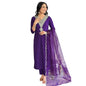 Naixa WomenS Violate Rayon Slub Embroidered Straight Kurta With Rayon Slub Pant And Organza Laced Dupatta Sets (Nx-575-Violate-