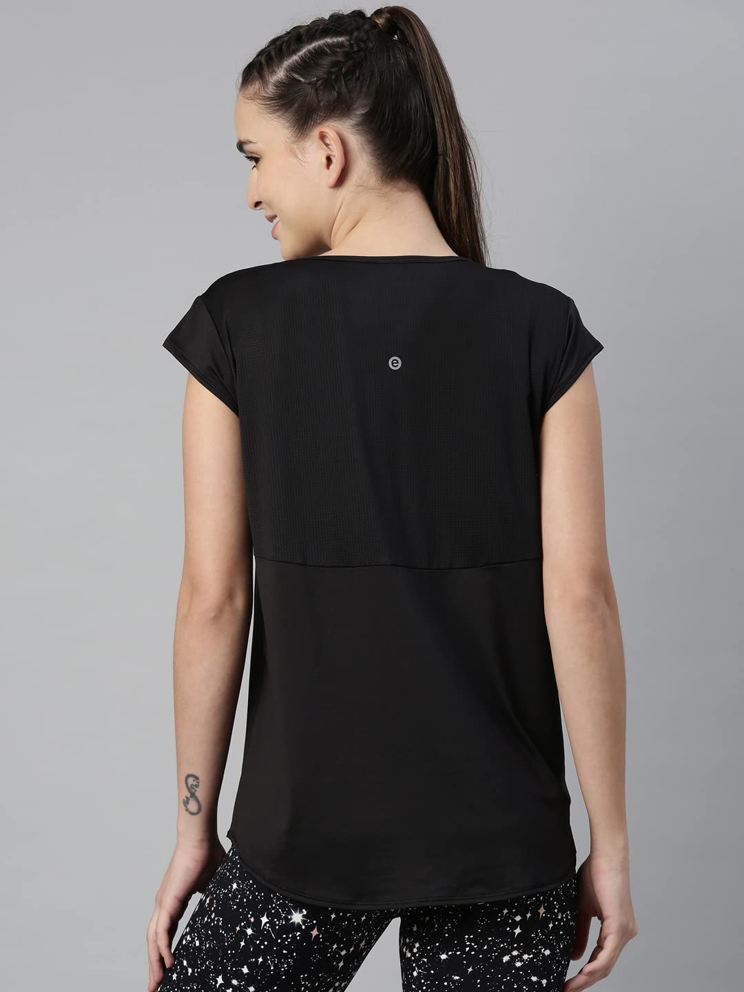 Enamor Athleisure Womens Cotton Light Weight Quick Dry 4 Way Stretch Antimicrobial Relaxed Fit Short Sleeve Crew Neck Active Lo