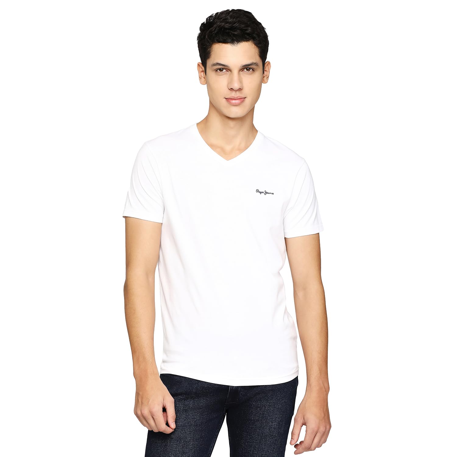 Pepe Jeans MenS Slim Fit Solid T-Shirts White