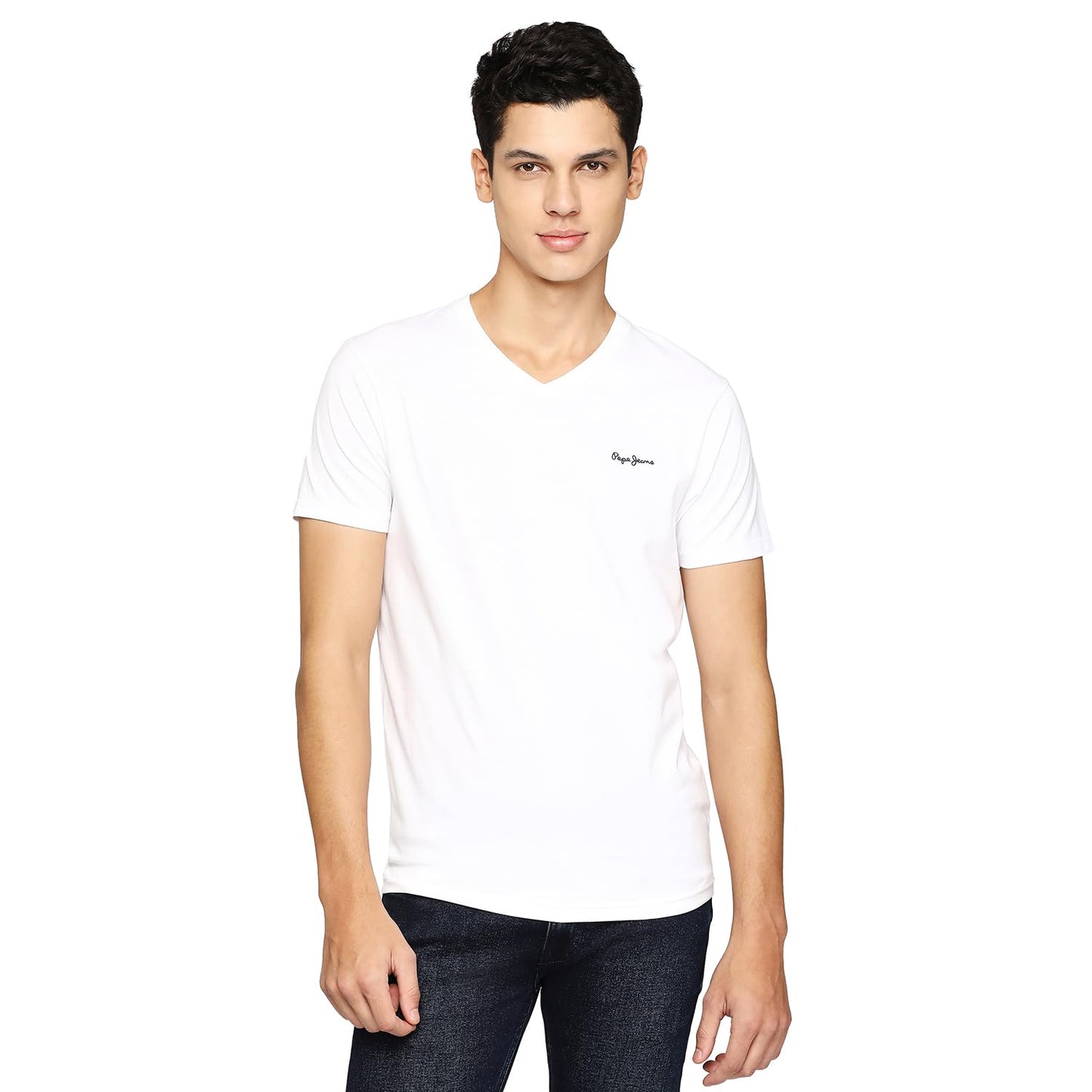Pepe Jeans MenS Solid Slim Fit T-Shirt (Pm509199_White