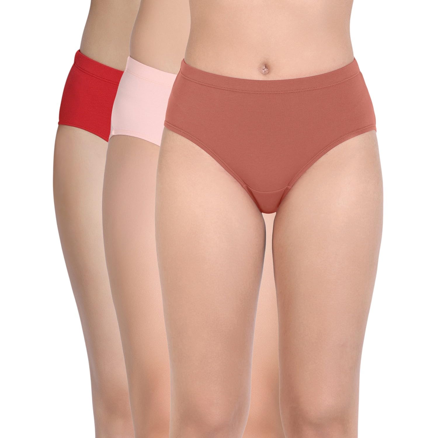 Zivame Womens Cotton Blend Classic Solid Hipster Panties (Pack of 3) (ZI28CA-P Pink D CED EQ Red_P