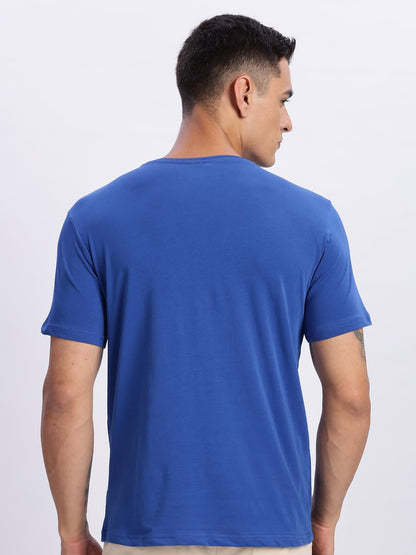 ADRO Men's Graphic Printed 100% Cotton T-Shirt - Regular Fit, Printed T-Shirts for Men (RN24-RAC-RB_Royal Blue)