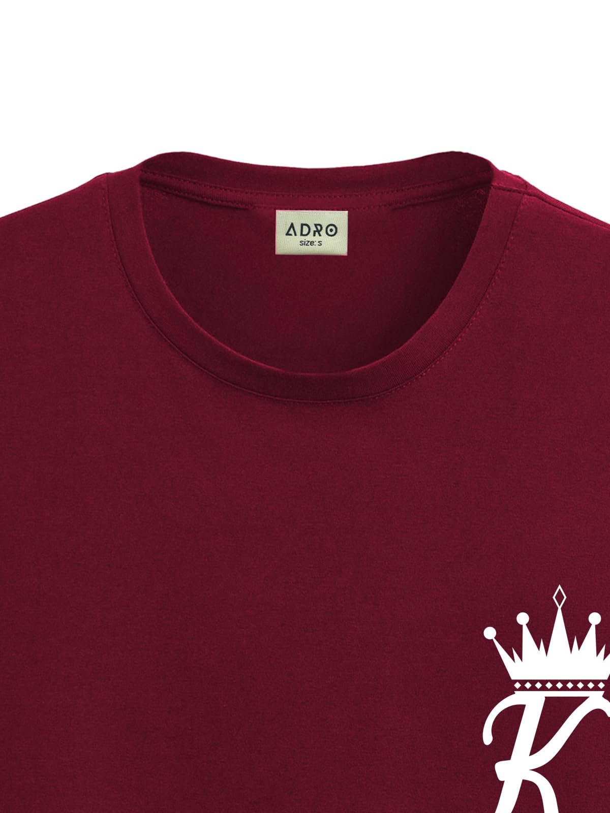 ADRO Men's Solid Regular Fit T-Shirt (RN24-STICK-KK-MR_Maroon