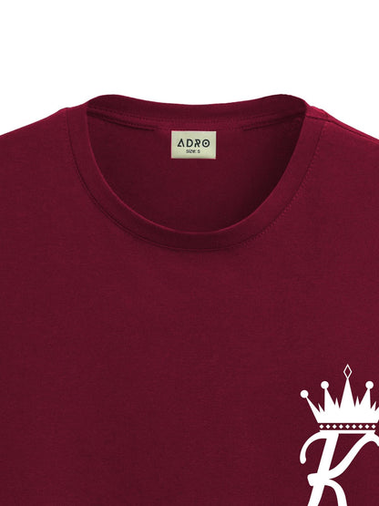 ADRO Men's Solid Regular Fit T-Shirt (RN24-STICK-KK-MR_Maroon
