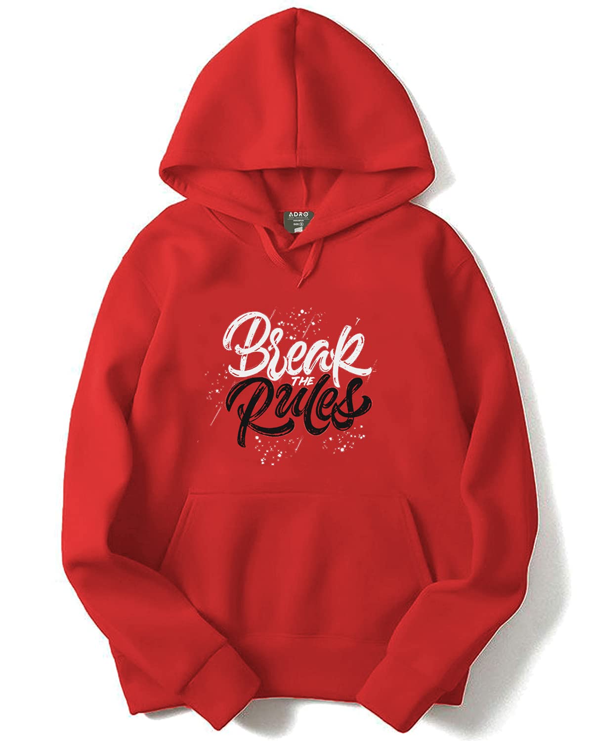 ADRO Men's Cotton Neck Hooded Sweatshirt (H21-M-RUL-RD_Red)