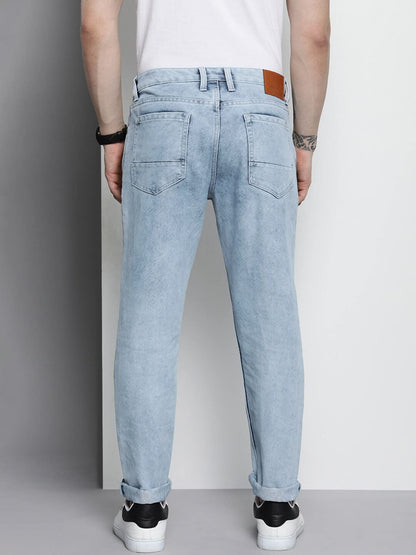 The Indian Garage Co Men Dad Fit Two Toned Mid-Rise Jeans Blue