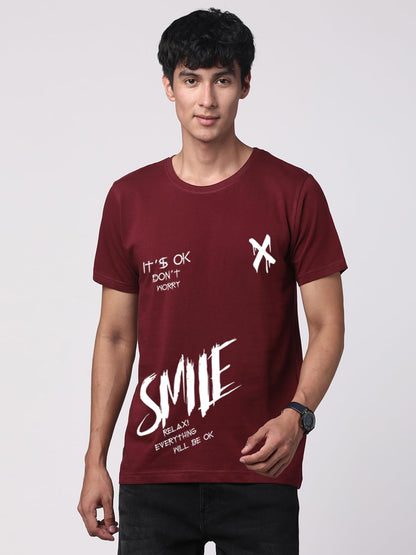 ADRO Mens Smile Printed Cotton T-Shirt_RN24-L2-SMILE-MR
