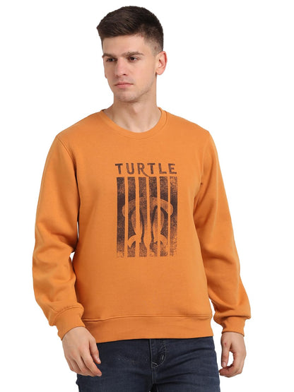 Turtle Men Poly Cotton Slim Fit Full Sleeve Mustard Sweatshirt