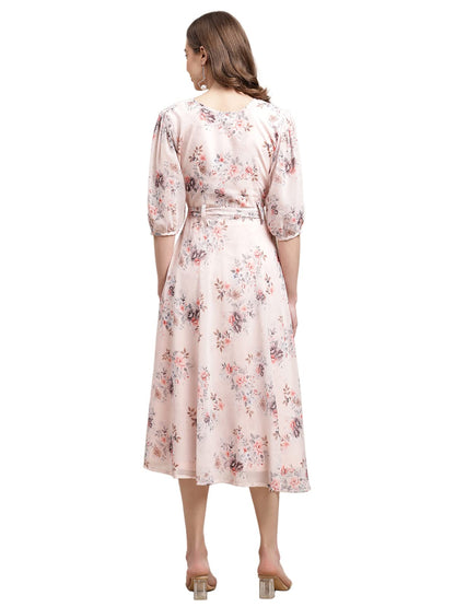 Preneum WomenS Maxi Fit & Flare Latest Style Print Georgette Regular Sleeves Casual Maxi Dress || Summer Dress Festival & Occas