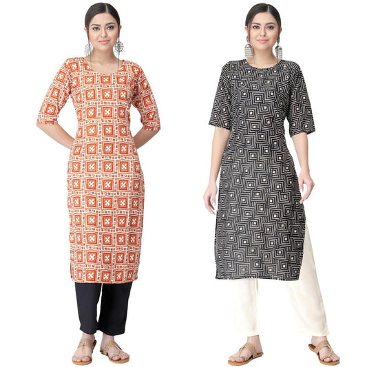 Pinkmint Kurta Set For Women Ll Printed Kurti & Pant Set Ll Regular Kurta Set Ll (Pack Of 2)