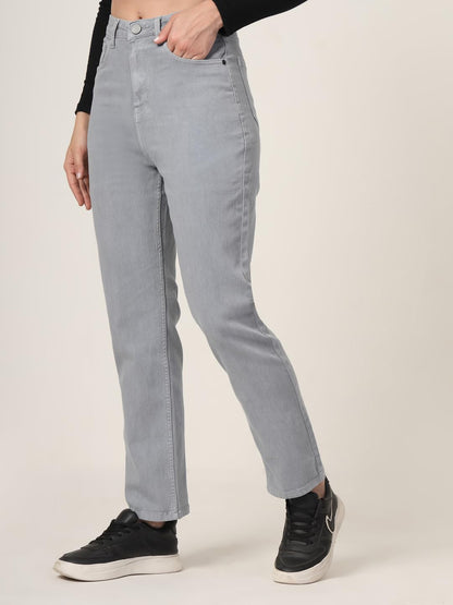 Style Quotient Women Grey Straight Fit High Rise Stretchable Jeans