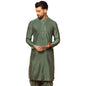 Kisah Cotton Kurta For Men, Full Sleaves, Knee Length, Straight, Regular Fit, Mandarin Collar, Geometric Embroidered Mirror Work