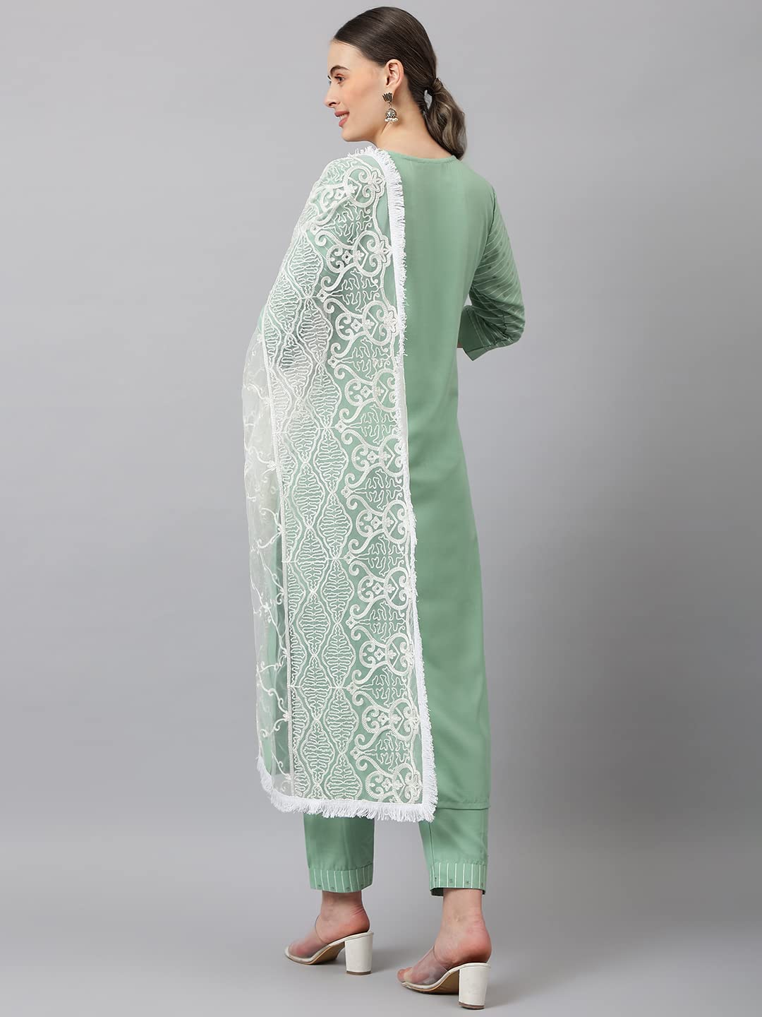 ANNI DESIGNER Women's Cotton Blend Straight Solid Kurta with Pant & Dupatta (Sundari)