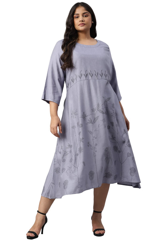 W for Woman Floral Rayon Kurta with Kantha Details for Women