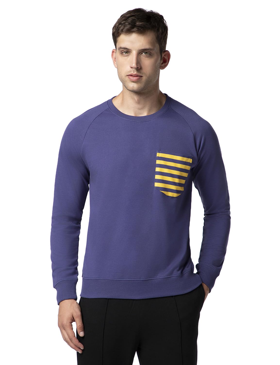 FYLTR Mens Casual Raglan Sleeve Sweatshirt with Pocket Detail - Full Sleeve | Rib Hem & Cuff | Casual Winterwear for Men