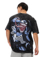 The Souled Store Official Venom : Tattered Mens and Boys Oversize Fit Half Sleeves Cotton T-Shirt Black