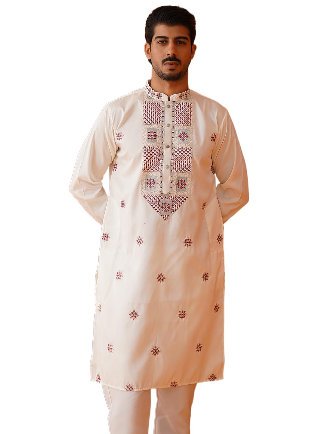 Jompers Mens Floral Embroidered Kurta