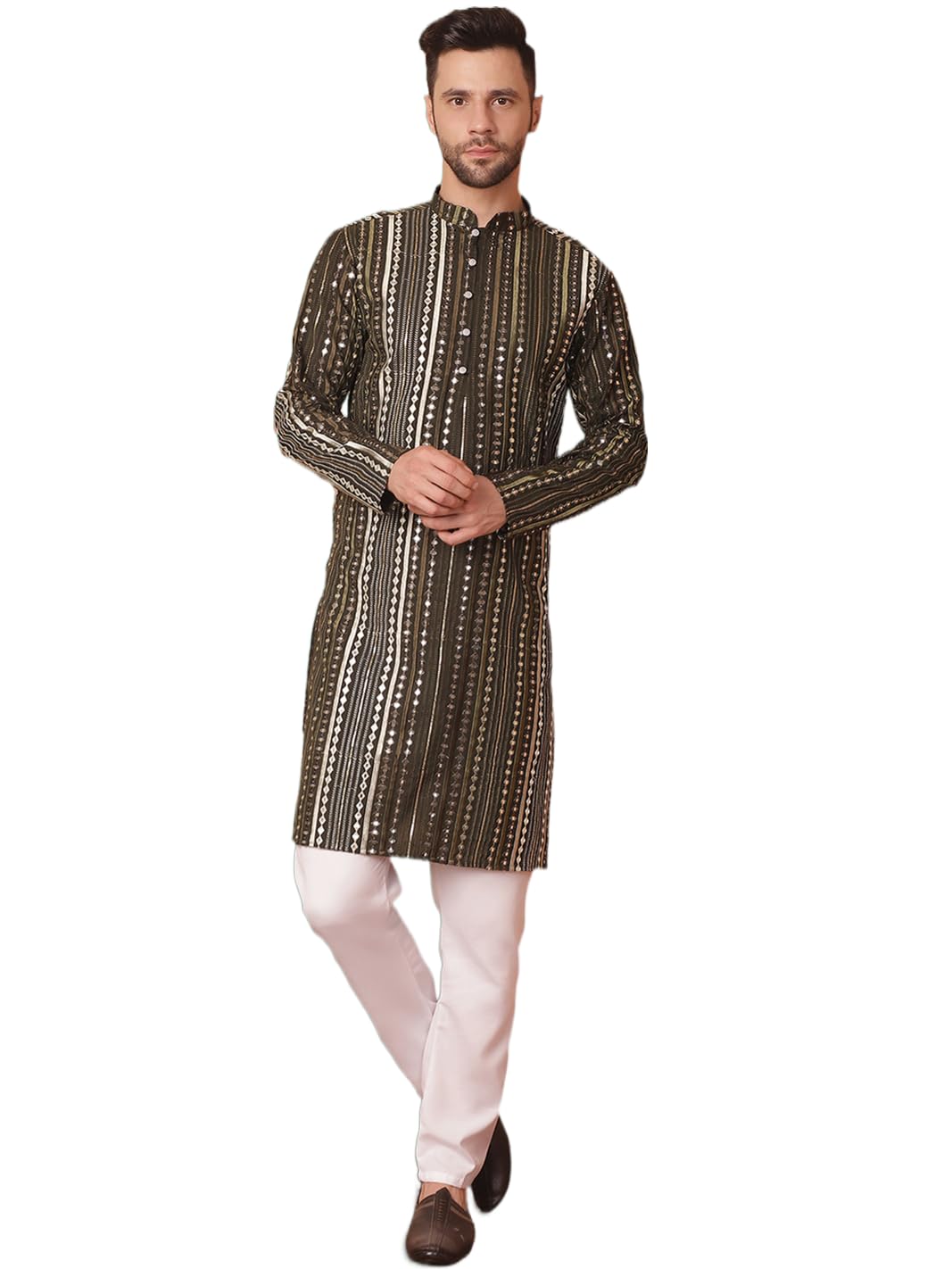 Jompers Mens Mirror Work Kurta Payjama Set