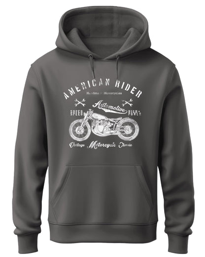 ADRO Mens Cotton Neck Hooded Sweatshirt (H24-AME-SG_Steel Grey