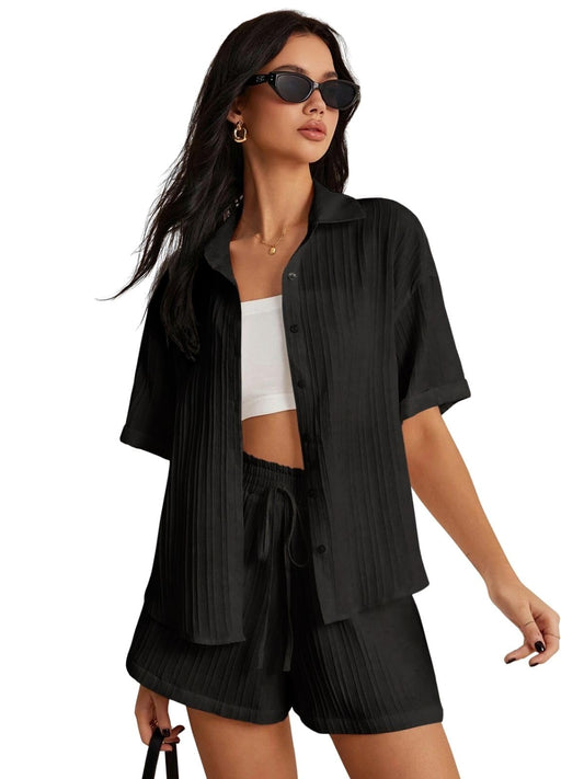 Leriya Fashion WomenS Poly Lycra Blend Solid Regular Western Co Set (Lf-W.Co-Ord Set-W2274&Sh305_Black