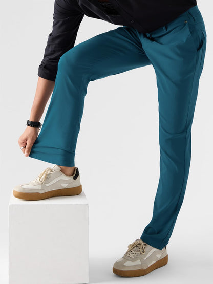 The Souled Store Original Power Stretch Pants: Steel Blue Men Pants