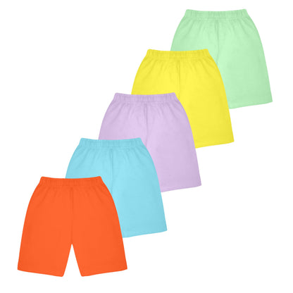 Kyda Kids Boys & Girls Cotton Blend Printed Shorts - Regular Fit Multicolor (Pack Of 5)