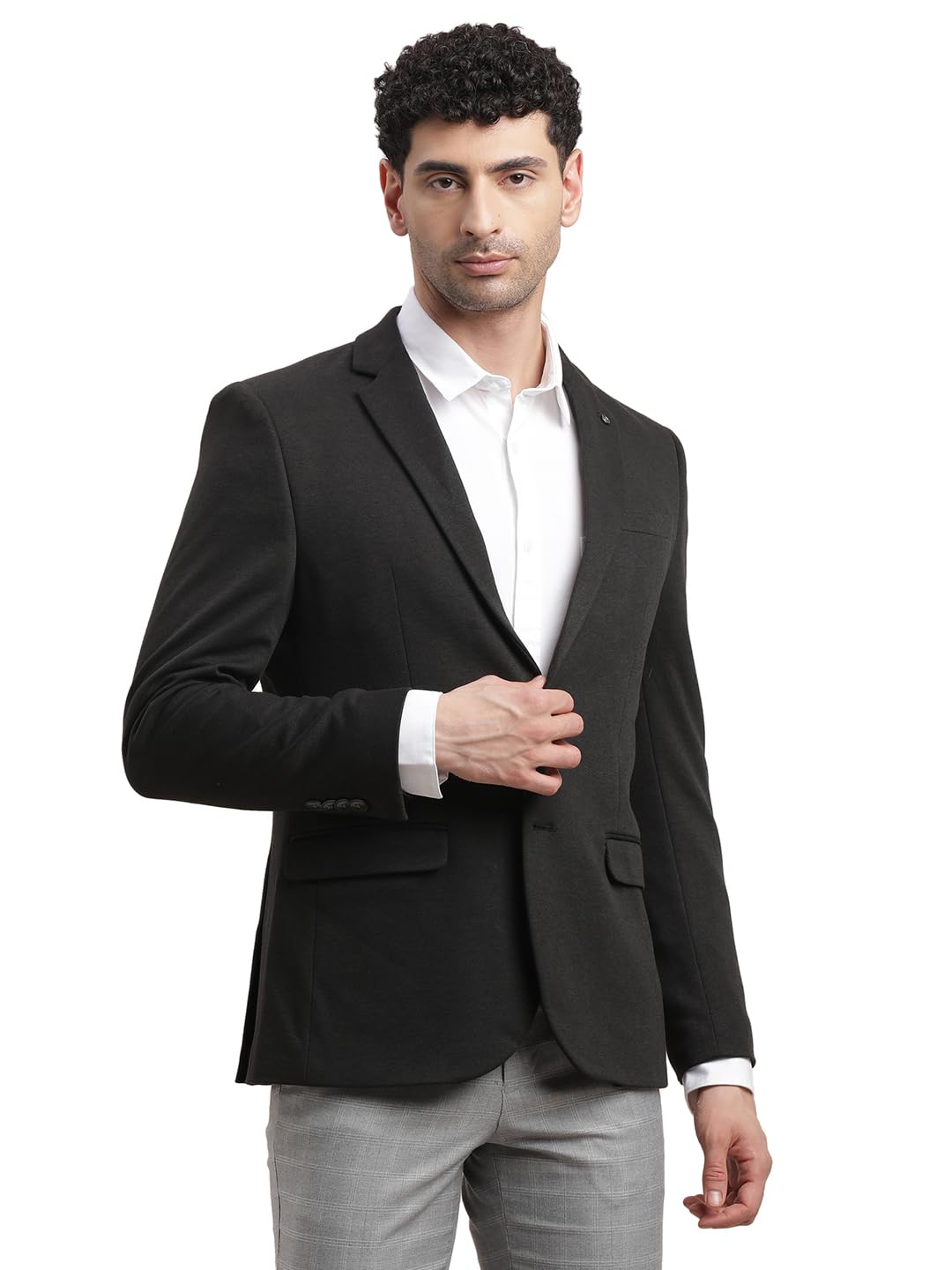 Turtle Men Poly Viscose Casual Black Blazer