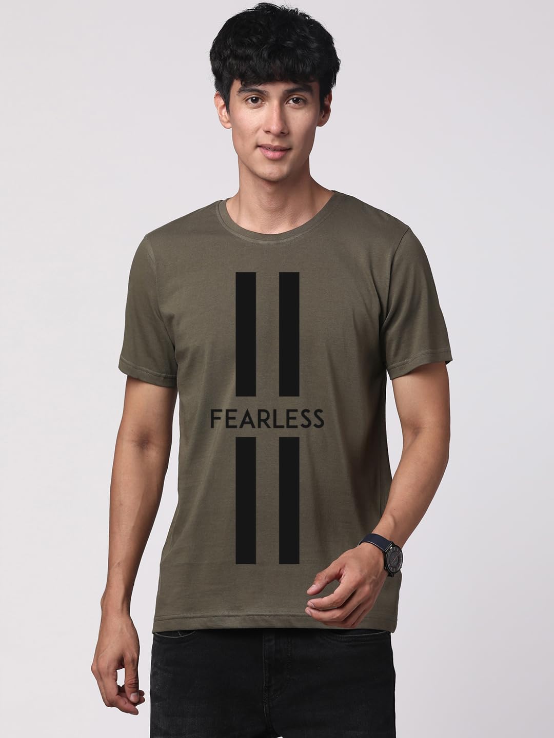 ADRO Mens Fearless Printed Cotton T-Shirt_RN24-L2-FRLS-OL